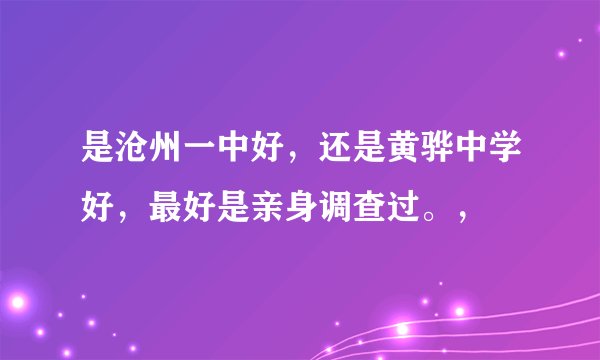 是沧州一中好，还是黄骅中学好，最好是亲身调查过。，
