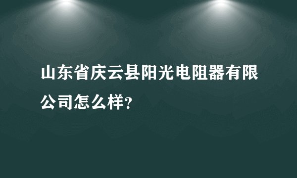 山东省庆云县阳光电阻器有限公司怎么样？