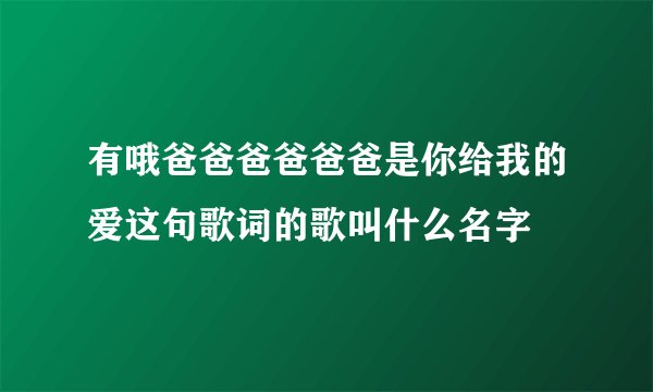 有哦爸爸爸爸爸爸是你给我的爱这句歌词的歌叫什么名字