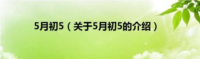 5月初5（关于5月初5的介绍）
