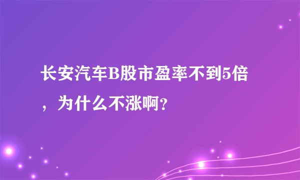 长安汽车B股市盈率不到5倍，为什么不涨啊？
