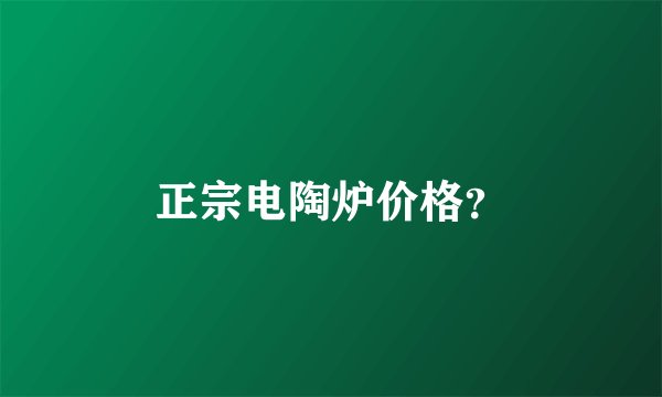 正宗电陶炉价格？