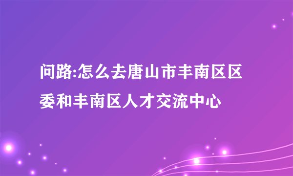 问路:怎么去唐山市丰南区区委和丰南区人才交流中心