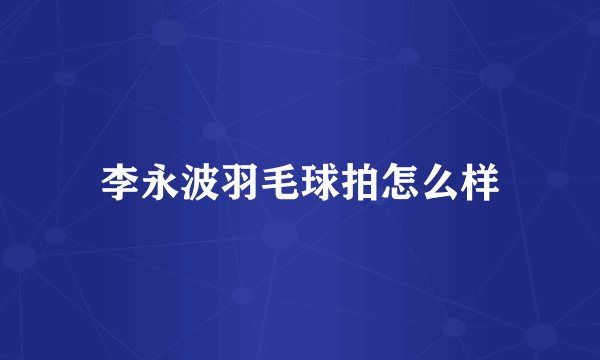 李永波羽毛球拍怎么样