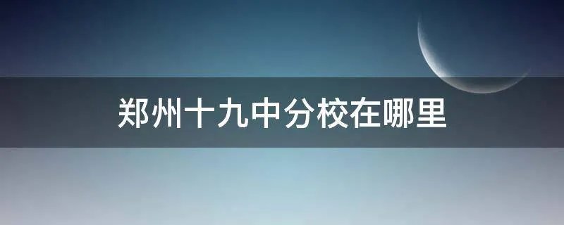 郑州十九中分校在哪里