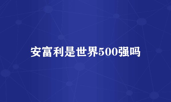 安富利是世界500强吗