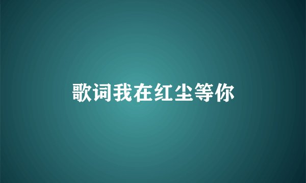 歌词我在红尘等你
