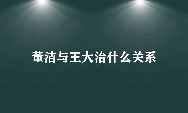 董洁与王大治什么关系