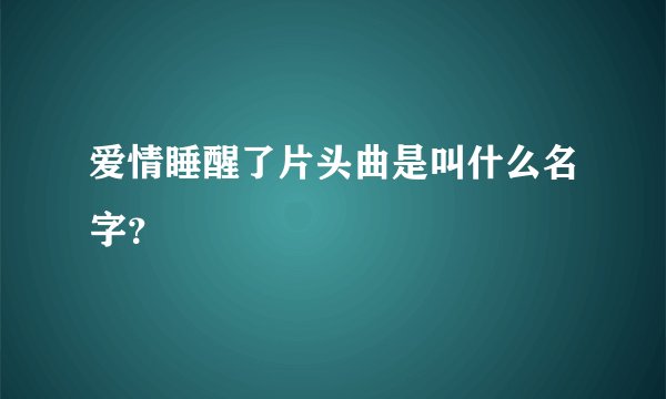 爱情睡醒了片头曲是叫什么名字？