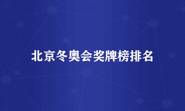 北京冬奥会奖牌榜排名