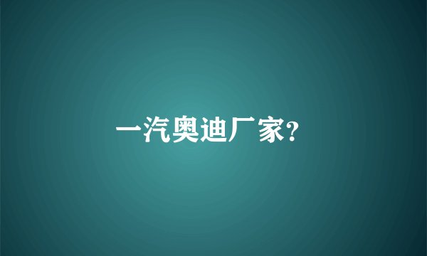 一汽奥迪厂家？