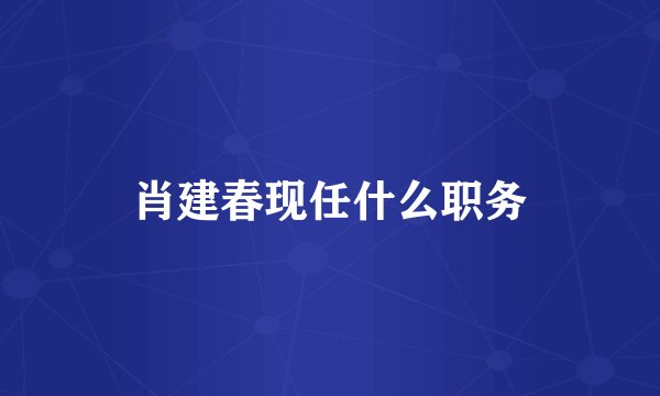 肖建春现任什么职务