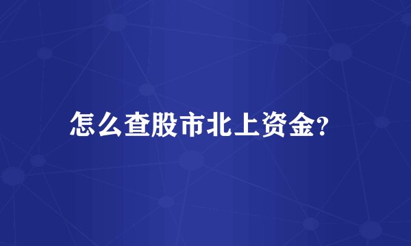 怎么查股市北上资金？