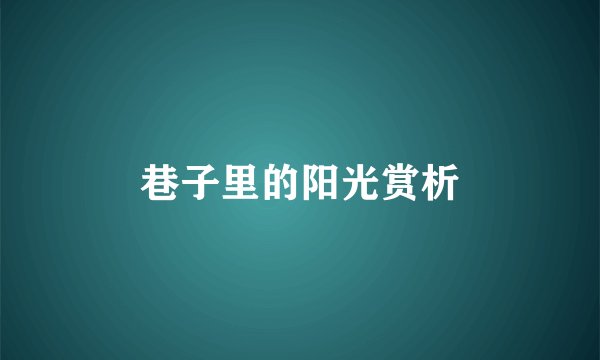 巷子里的阳光赏析