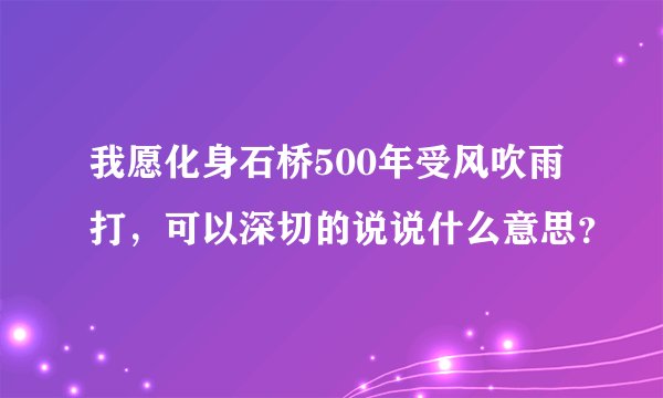 我愿化身石桥500年受风吹雨打，可以深切的说说什么意思？