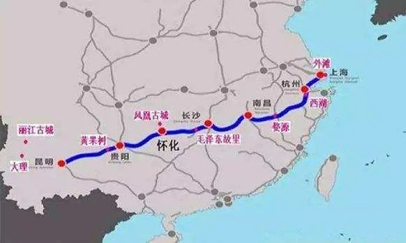 沪昆高铁路线图