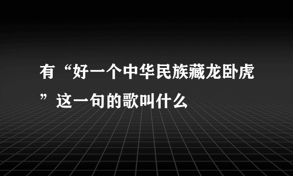 有“好一个中华民族藏龙卧虎”这一句的歌叫什么
