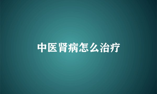 中医肾病怎么治疗