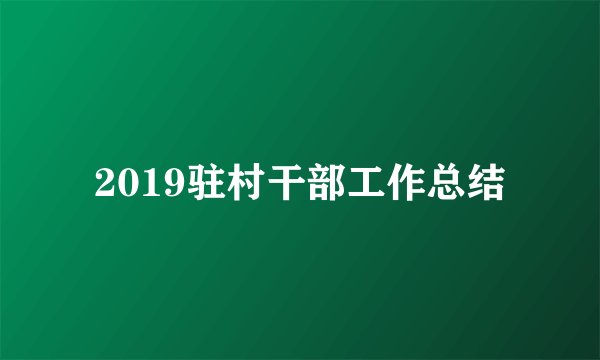 2019驻村干部工作总结
