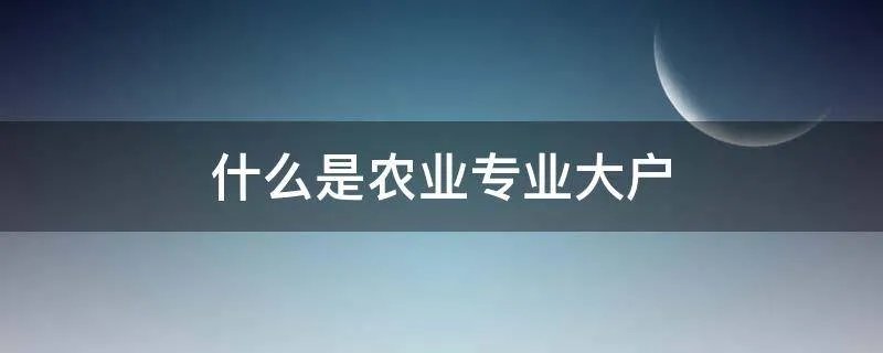 什么是农业专业大户