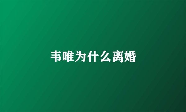 韦唯为什么离婚
