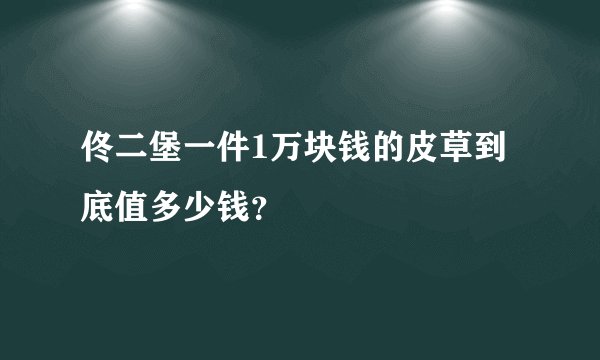 佟二堡一件1万块钱的皮草到底值多少钱？