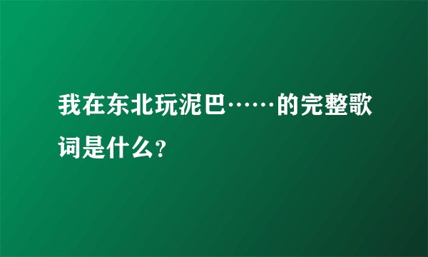 我在东北玩泥巴……的完整歌词是什么？