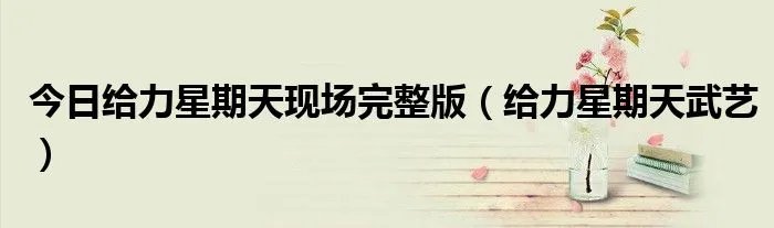 今日给力星期天现场完整版（给力星期天武艺）