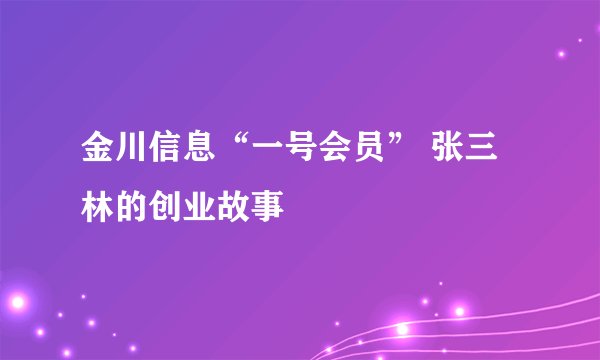 金川信息“一号会员” 张三林的创业故事