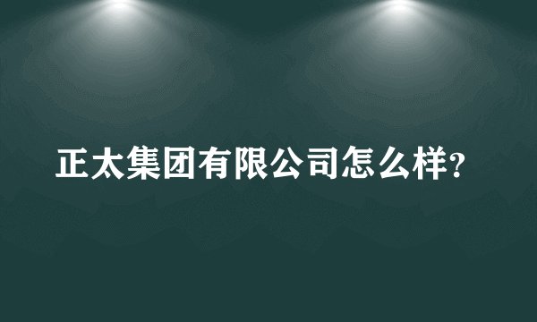 正太集团有限公司怎么样？