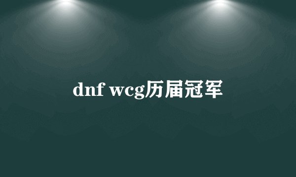 dnf wcg历届冠军