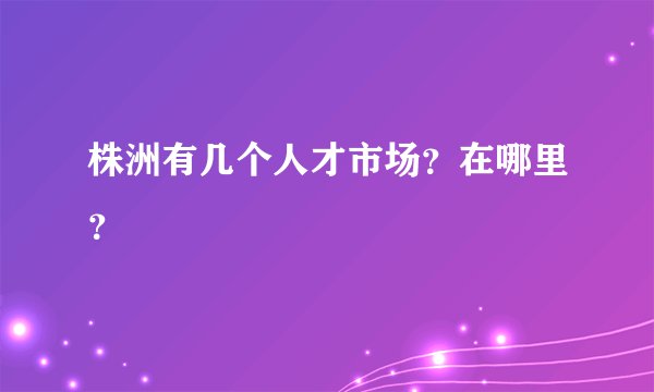 株洲有几个人才市场？在哪里？