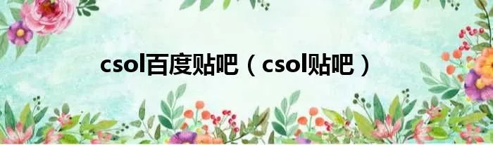 csol百度贴吧（csol贴吧）