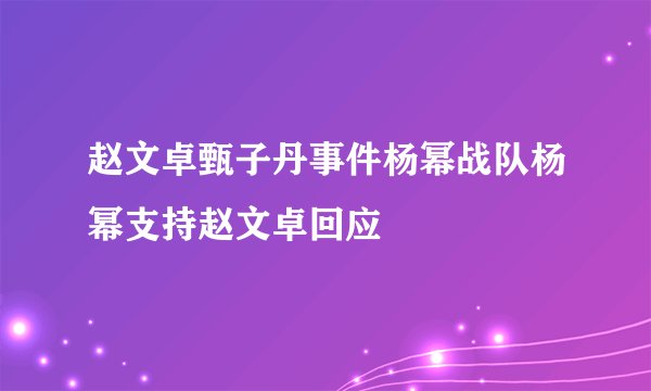 赵文卓甄子丹事件杨幂战队杨幂支持赵文卓回应