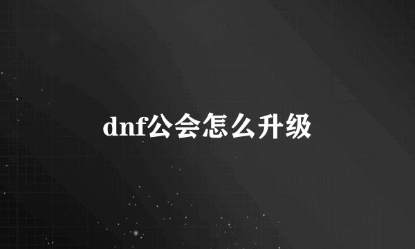 dnf公会怎么升级