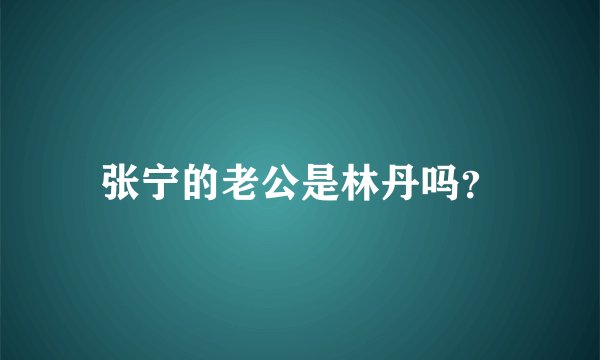 张宁的老公是林丹吗？