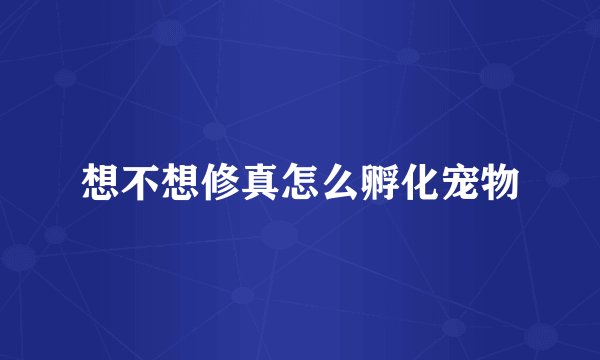 想不想修真怎么孵化宠物