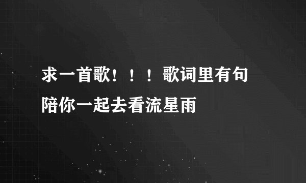 求一首歌！！！歌词里有句 陪你一起去看流星雨