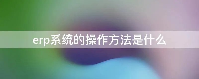 erp系统的操作方法是什么