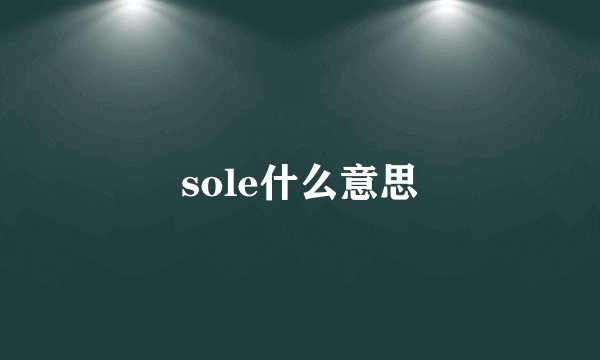 sole什么意思