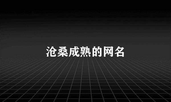 沧桑成熟的网名