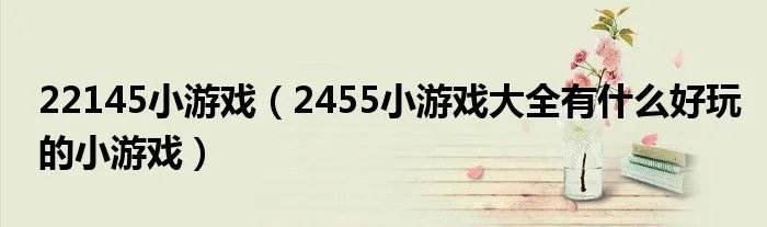 22145小游戏（2455小游戏大全有什么好玩的小游戏）