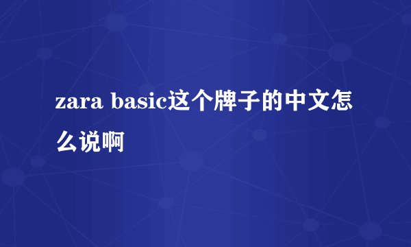 zara basic这个牌子的中文怎么说啊
