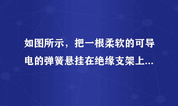如图所示，把一根柔软的可导电的弹簧悬挂在绝缘支架上，使它的下端刚好跟槽中的水银接触。关于通电后发生的现象，下列说法正确的是（  ）A.弹簧上下振动