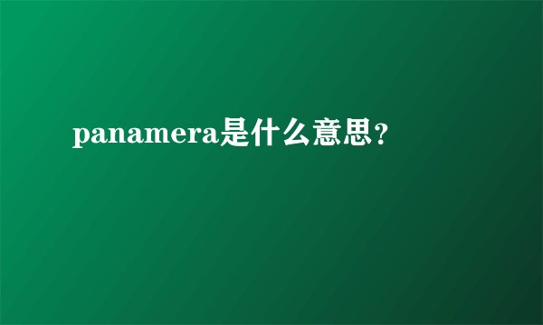 panamera是什么意思？