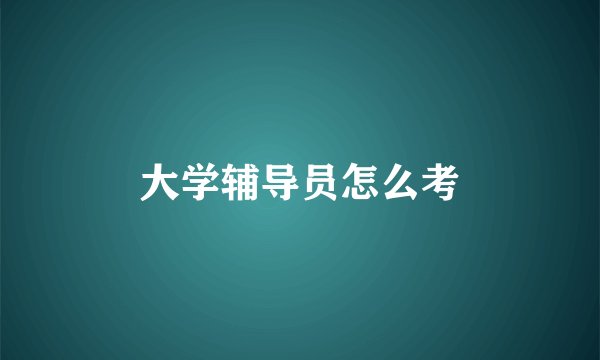 大学辅导员怎么考
