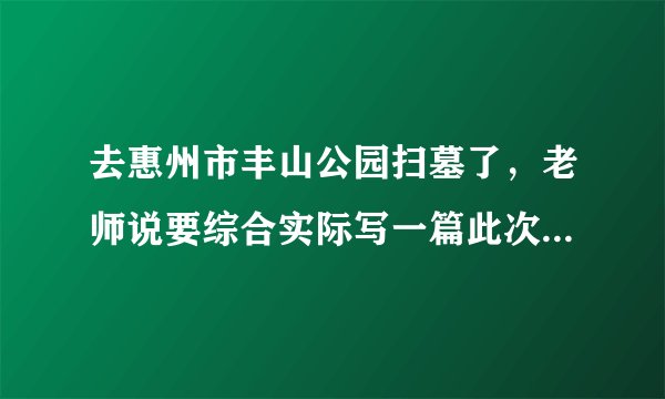 去惠州市丰山公园扫墓了，老师说要综合实际写一篇此次扫墓的感想感想或是其他烈士的故事 跪求啦
