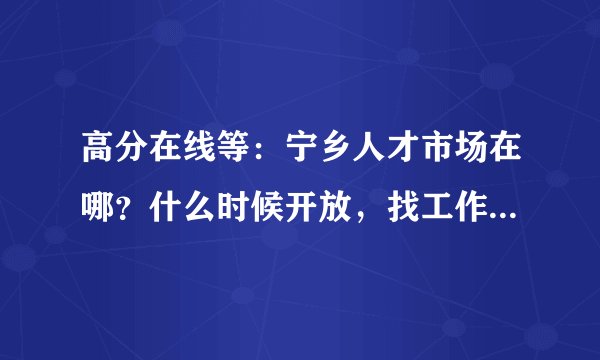 高分在线等:宁乡人才市场在哪?什么时候开放,找工作一般去哪?