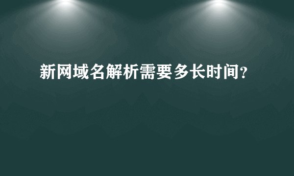 新网域名解析需要多长时间？
