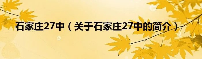 石家庄27中（关于石家庄27中的简介）